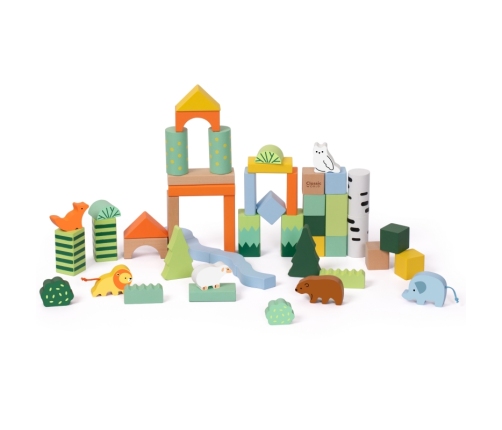 CLASSIC WORLD Zestaw Drewnianych Klocków Leśny Świat 50 el.