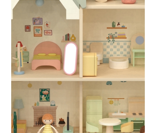 CLASSIC WORLD Wielki Drewniany Domek dla Lalek z mebelkami