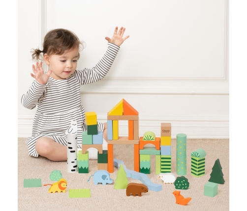 CLASSIC WORLD Zestaw Drewnianych Klocków Leśny Świat 50 el.