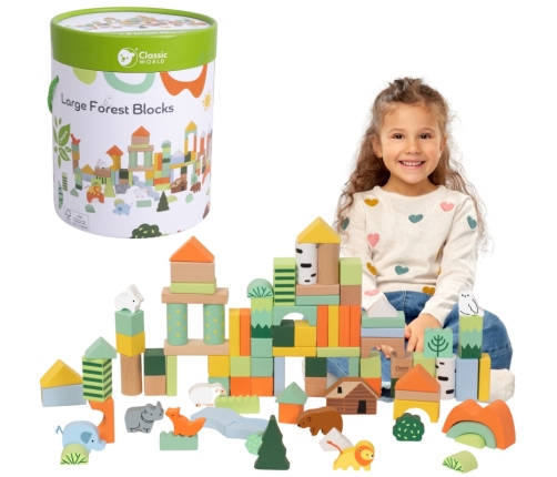 CLASSIC WORLD Zestaw Drewnianych Klocków Leśny Świat 100 el.