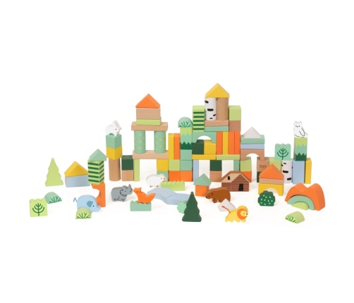 CLASSIC WORLD Zestaw Drewnianych Klocków Leśny Świat 100 el.