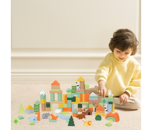 CLASSIC WORLD Zestaw Drewnianych Klocków Leśny Świat 100 el.