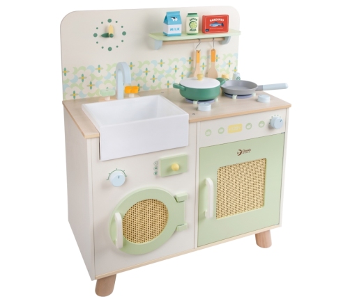 CLASSIC WORLD Drewniana Kuchnia XXL Wielofunkcyjna z Pralką i Akcesoriami