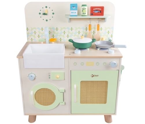 CLASSIC WORLD Drewniana Kuchnia XXL Wielofunkcyjna z Pralką i Akcesoriami