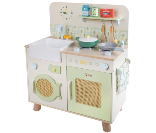 CLASSIC WORLD Drewniana Kuchnia XXL Wielofunkcyjna z Pralką i Akcesoriami