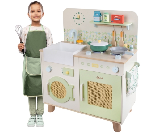 CLASSIC WORLD Drewniana Kuchnia XXL Wielofunkcyjna z Pralką i Akcesoriami