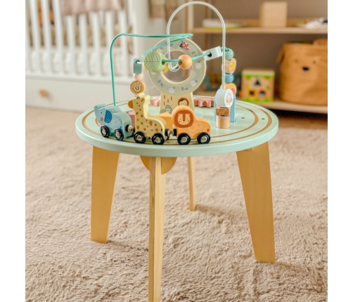 TOOKY TOY Drewniany Stół Aktywności Montessori Pętla Motoryczna