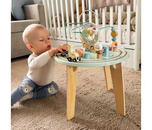 TOOKY TOY Drewniany Stół Aktywności Montessori Pętla Motoryczna