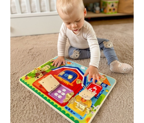 TOOKY TOY Tablica Manipulacyjna Zamki Obrazki Farma