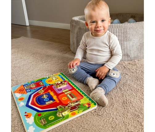 TOOKY TOY Tablica Manipulacyjna Zamki Obrazki Farma