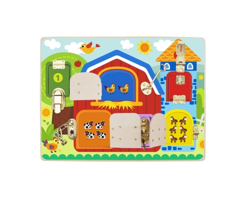 TOOKY TOY Tablica Manipulacyjna Zamki Obrazki Farma