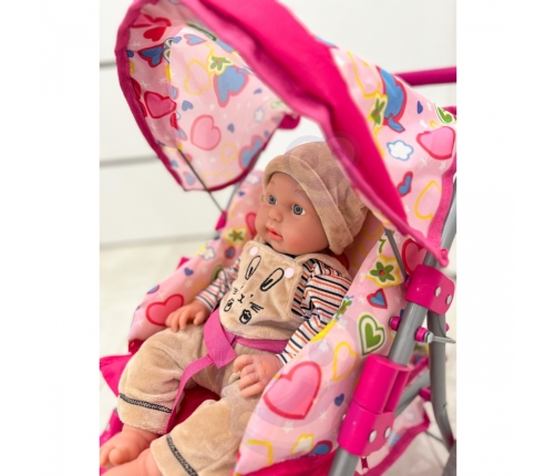 WOOPIE ROYAL Spacerówka Wózek dla Lalek Serca Kolorowe