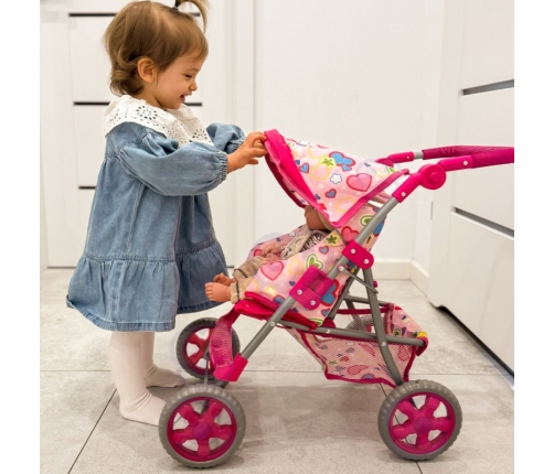 WOOPIE ROYAL Spacerówka Wózek dla Lalek Serca Kolorowe