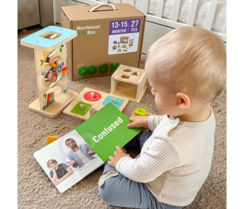 TOOKY TOY Box Pudełko XXL Montessori Edukacyjne 6w1 Sensoryczne 13-15 Mies