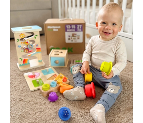 TOOKY TOY Box Pudełko XXL Montessori Edukacyjne 6w1 Sensoryczne 13-15 Mies