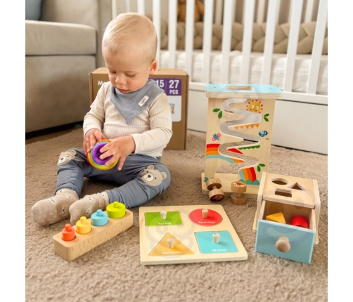 TOOKY TOY Box Pudełko XXL Montessori Edukacyjne 6w1 Sensoryczne 13-15 Mies