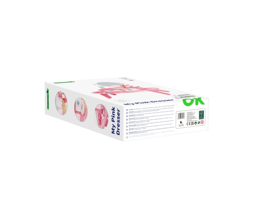 TOOKY TOY Różowa Toaletka Drewniana Do Makijażu z Lustrem