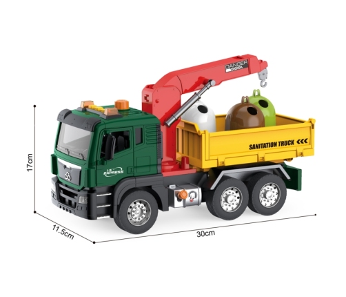 WOOPIE Ciężarówka Śmieciarka z Dźwigiem Segregacja Śmieci - skala 1:10