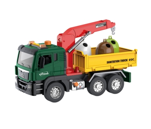 WOOPIE Ciężarówka Śmieciarka z Dźwigiem Segregacja Śmieci - skala 1:10