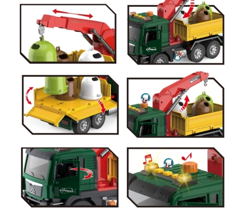 WOOPIE Ciężarówka Śmieciarka z Dźwigiem Segregacja Śmieci - skala 1:10