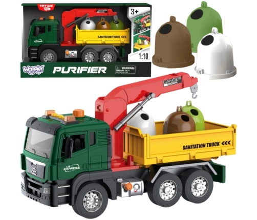 WOOPIE Ciężarówka Śmieciarka z Dźwigiem Segregacja Śmieci - skala 1:10