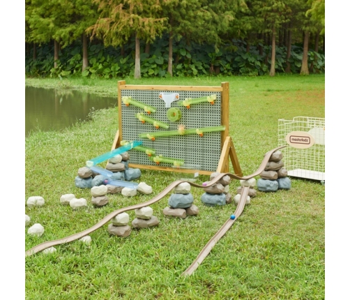 MASTERKIDZ Elastyczny Tor Kulkowy + Gumowe Kamienie Konstrukcyjne 98 el.