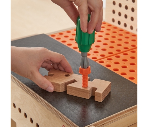 MASTERKIDZ Drewniany Warsztat Montessori STEM z Narzędziami + Akcesoria