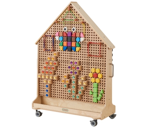 MASTERKIDZ Drewniana Tablica STEM Wolnostojąca XXL w Kształcie Domu + Akcesoria