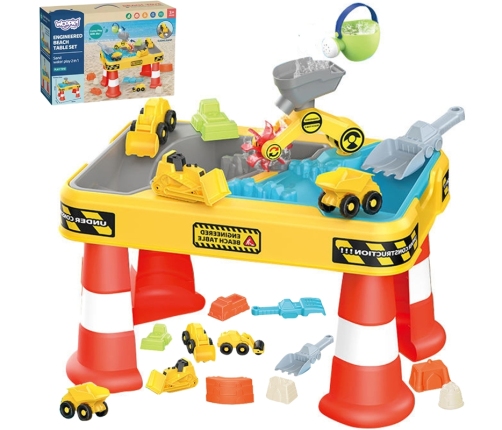 WOOPIE Stolik Wodny 2w1 Piaskownica Plac Budowy + 4 Autka 12el.