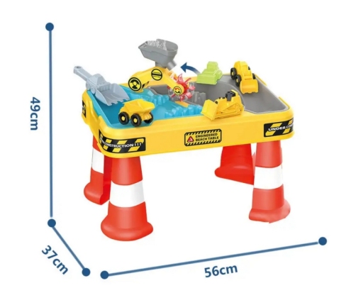 WOOPIE Stolik Wodny 2w1 Piaskownica Plac Budowy + 4 Autka 12el.
