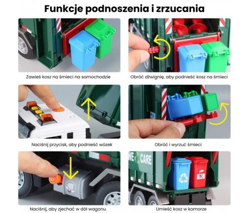 WOOPIE Śmieciarka Ciężarówka Segregacja Śmieci - skala 1:10