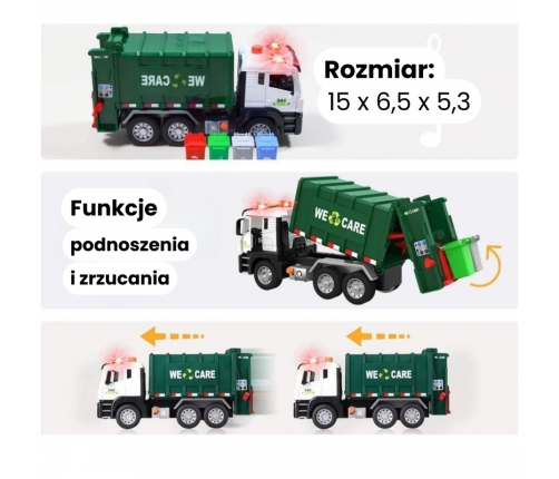 WOOPIE Śmieciarka Ciężarówka Segregacja Śmieci - skala 1:10