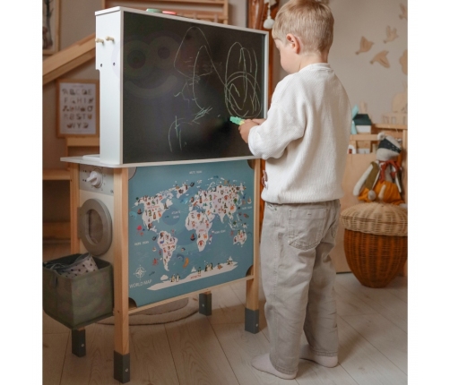 WOOPIE GREEN Drewniana Interaktywna Kuchnia 9w1 z Pralką i Tablicą