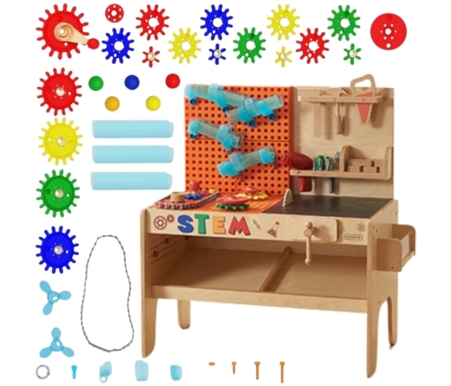 MASTERKIDZ Drewniany Warsztat XXL Montessori STEM z Narzędziami + Akcesoria