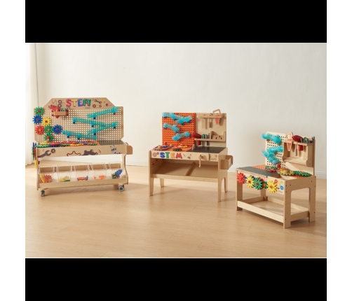 MASTERKIDZ Drewniany Warsztat XXL Montessori STEM z Narzędziami + Akcesoria