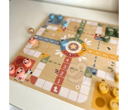 WOOPIE GREEN Gry Planszowe Logiczne 2w1 Ludo Chińczyk + Uwolnij Zwierzątka