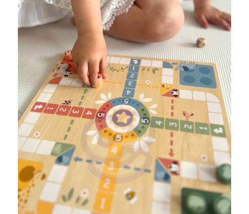 WOOPIE GREEN Gry Planszowe Logiczne 2w1 Ludo Chińczyk + Uwolnij Zwierzątka