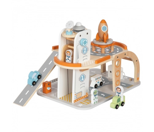 TOOKY TOY Drewniany Kosmiczny Parking Stacja Kosmiczna