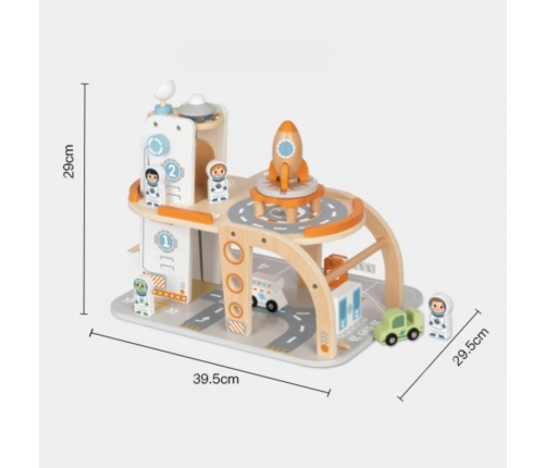 TOOKY TOY Drewniany Kosmiczny Parking Stacja Kosmiczna