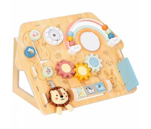 TOOKY TOY Duża Drewniana Tablica Manipulacyjna Domek - Centrum Aktywności