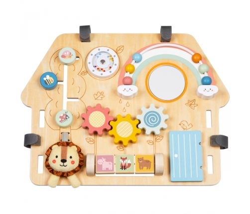 TOOKY TOY Duża Drewniana Tablica Manipulacyjna Domek - Centrum Aktywności