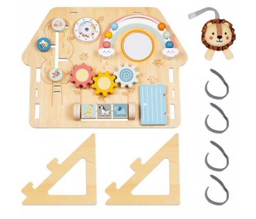 TOOKY TOY Duża Drewniana Tablica Manipulacyjna Domek - Centrum Aktywności