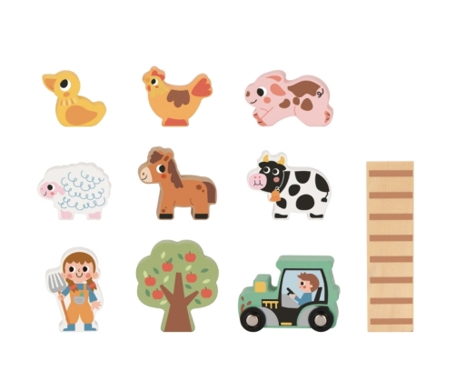 TOOKY TOY Drewniana Składana Farma w Walizce ze Zwierzątkami