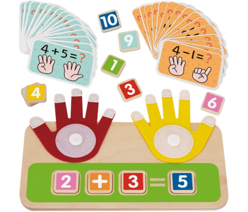 TOOKY TOY Drewniana Edukacyjna Zabawka do Nauki Liczenia na Palcach Dodawanie i Odejmowanie