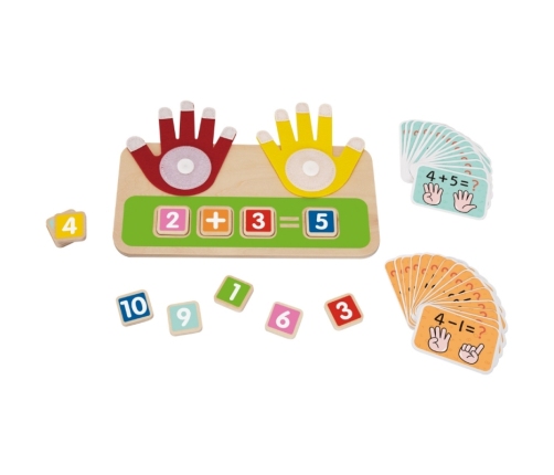 TOOKY TOY Drewniana Edukacyjna Zabawka do Nauki Liczenia na Palcach Dodawanie i Odejmowanie