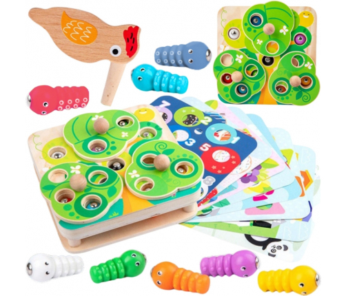 TOOKY TOY Drewniana Gra Zręcznościowa 2w1 Wyciągnij Robaczki dla Dzieci