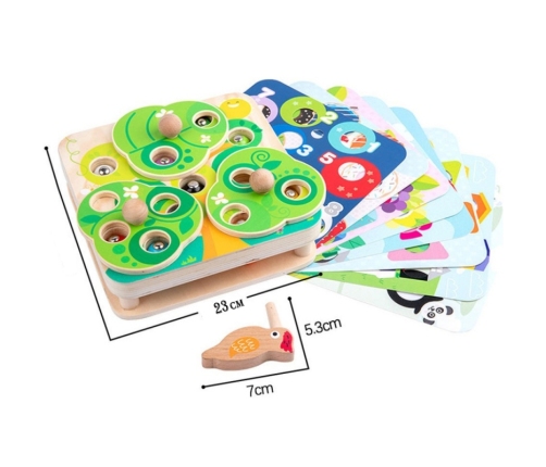 TOOKY TOY Drewniana Gra Zręcznościowa 2w1 Wyciągnij Robaczki dla Dzieci