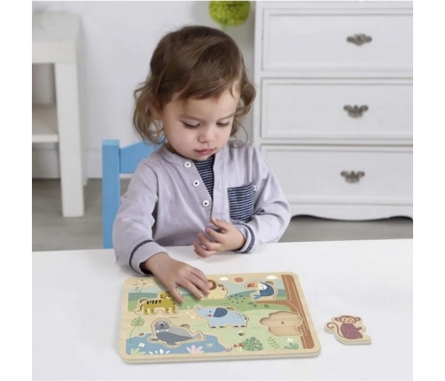TOOKY TOY Drewniane Interaktywne Puzzle Zwierzątka