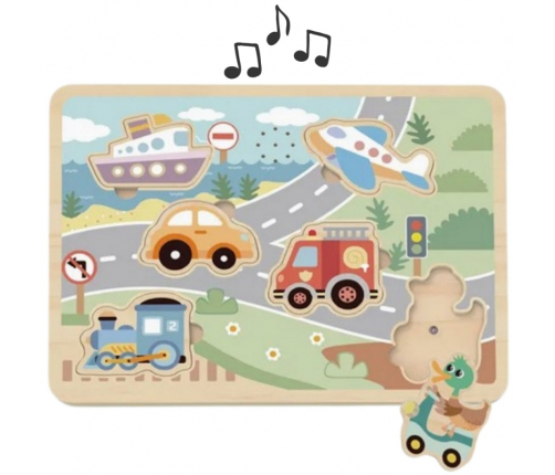 TOOKY TOY Drewniane Interaktywne Puzzle Pojazdy