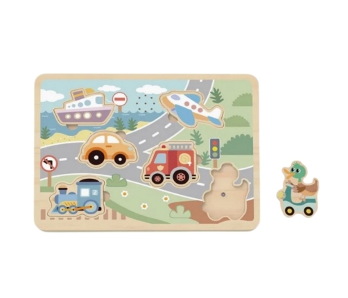 TOOKY TOY Drewniane Interaktywne Puzzle Pojazdy